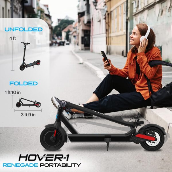 Hover-1 Renegade Electric Scooter, 18MPH, 33 Mile Range, Dual 450W Motors, 7HR Charge, LCD Display, 10 Inch High-Grip Tires, 264LB Max Weight Commuter Scooter for Adults and Teens. - Image 2